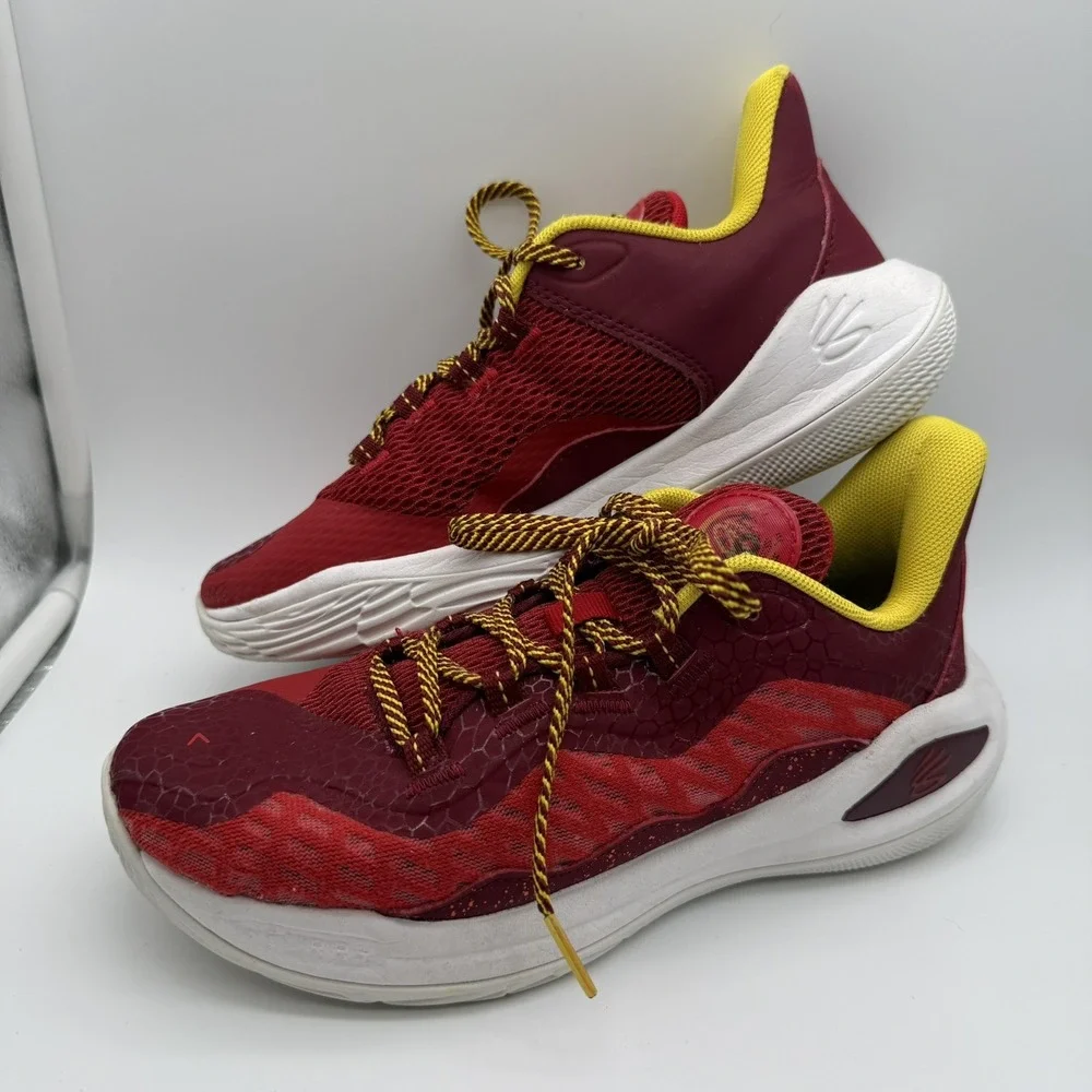 Under Armour Curry Flow Bruce Lee Fire Red Gold Basketball Shoes US 5Youth